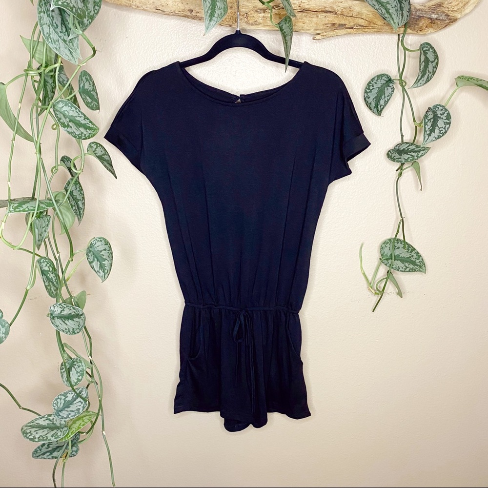 Trendy Casual Black T Shirt Romper